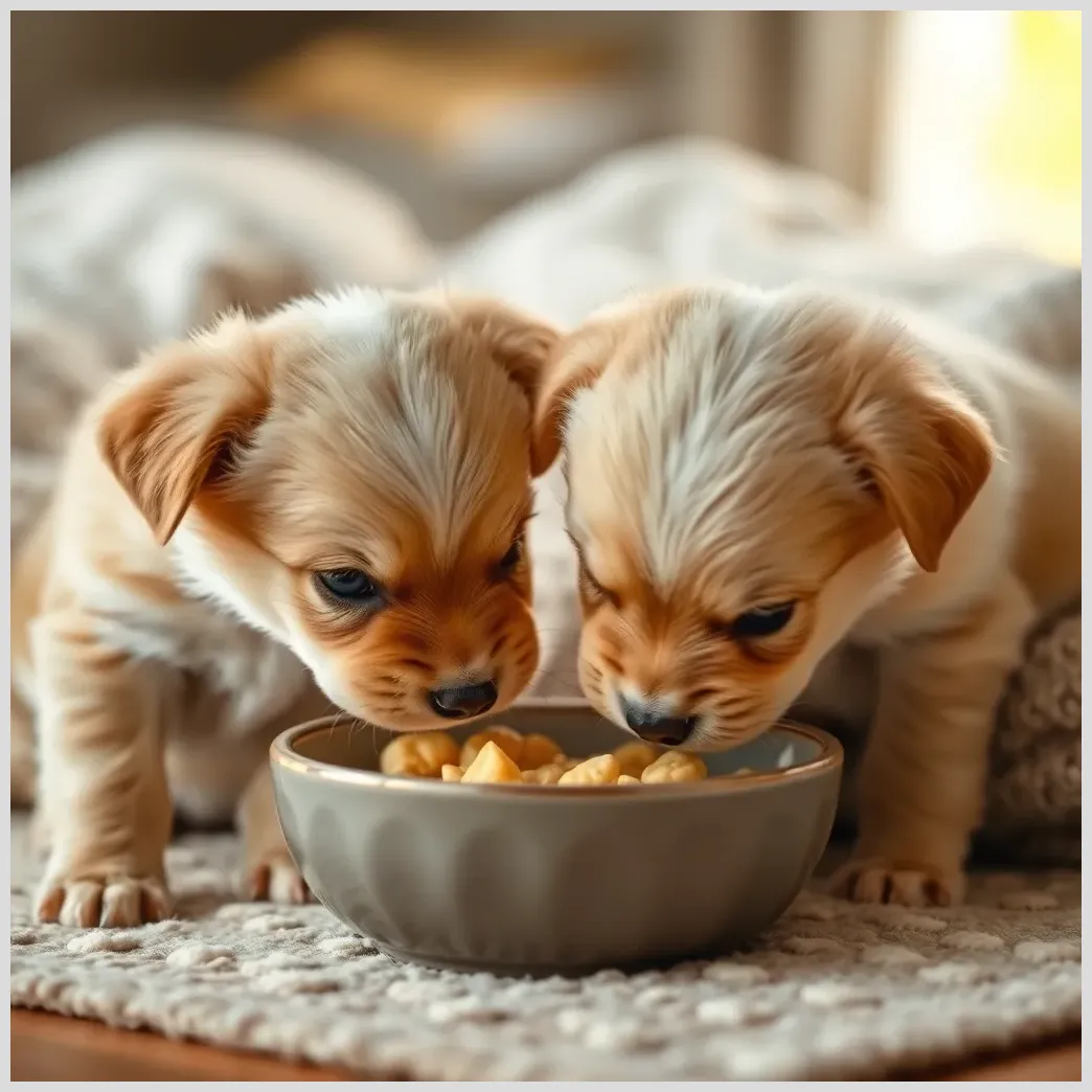 Alimentación sólida después del destete de los cachorros Cachorros de perro alimentación sólida después del destete de los cachorros
